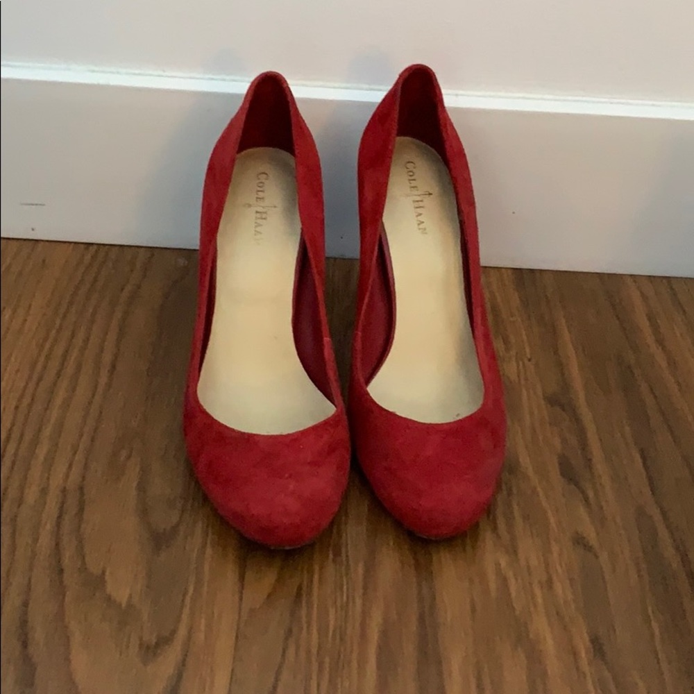 Red suede cole haan heels